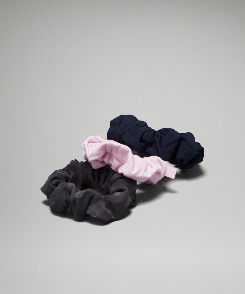 Lululemon Uplifting Scrunchies Nulu *3 Pack True Navy / Diamond Dye Pitch Grey Graphite Grey / Meadowsweet Pink Online Outlet Sale
