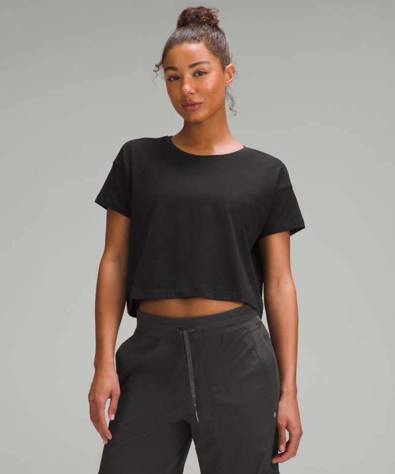 Lululemon Cates Cropped T-Shirt Black Online Outlet Sale