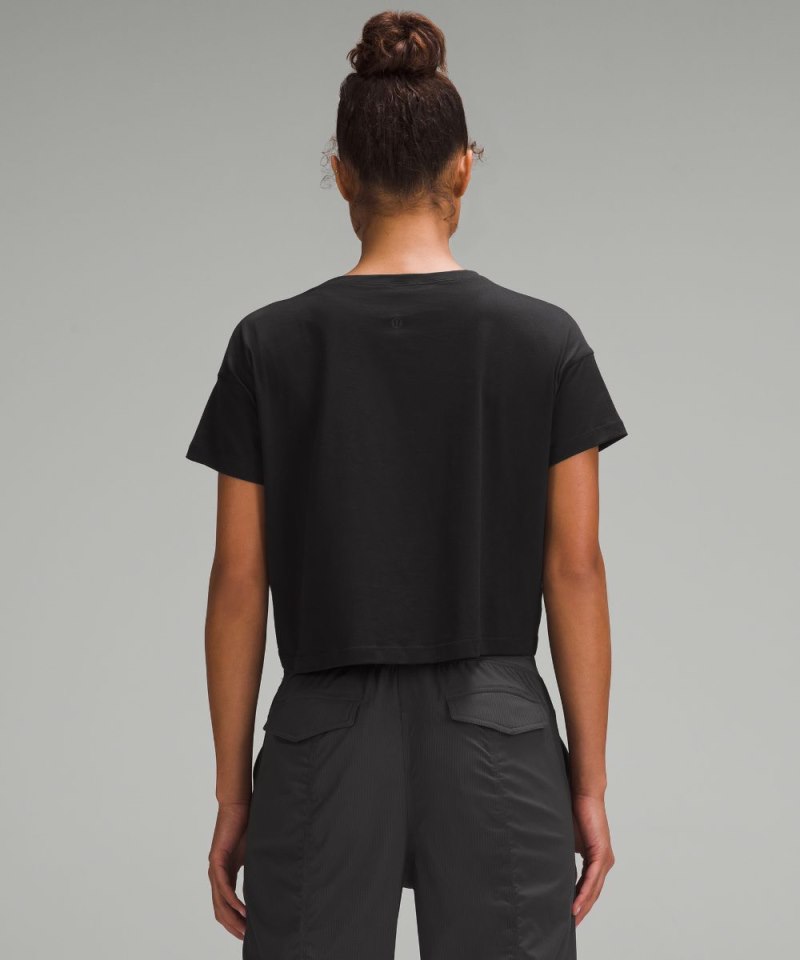 Lululemon Cates Cropped T-Shirt Black Online Outlet Sale