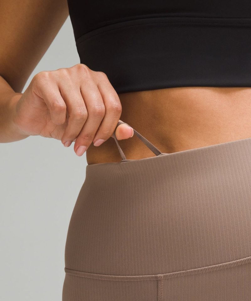 Lululemon Wunder Train High-Rise Ribbed Tight 25" Taupetastic Online Outlet Sale