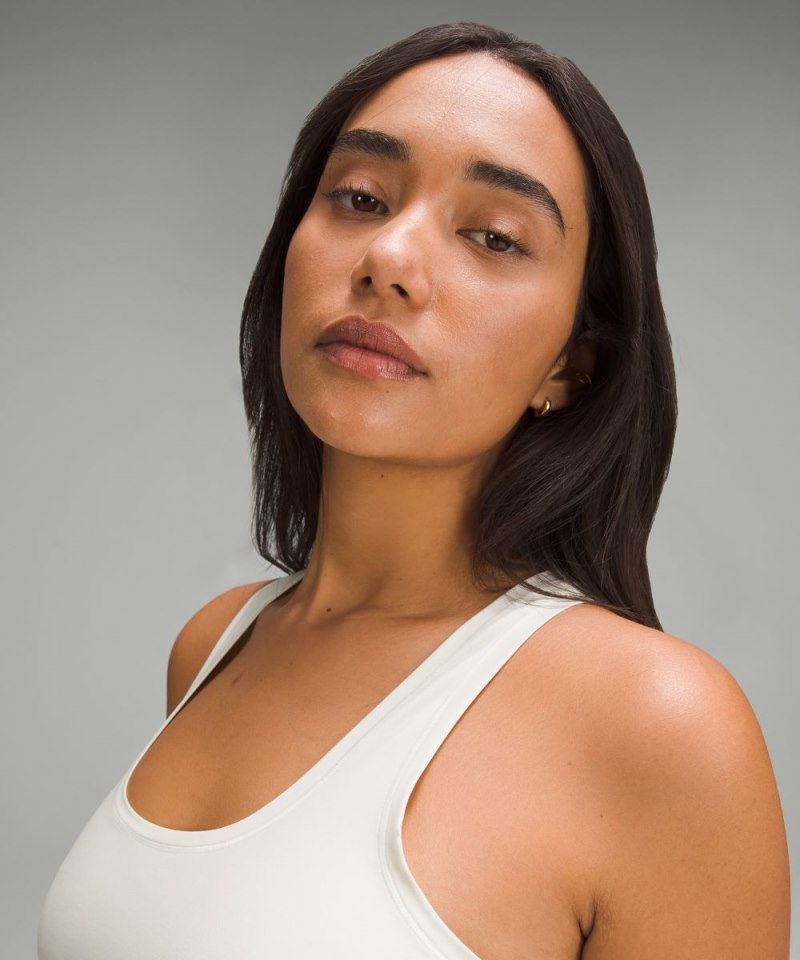 Lululemon Wundermost Ultra-Soft Nulu Scoop-Neck Cropped Tank Bone Online Outlet Sale