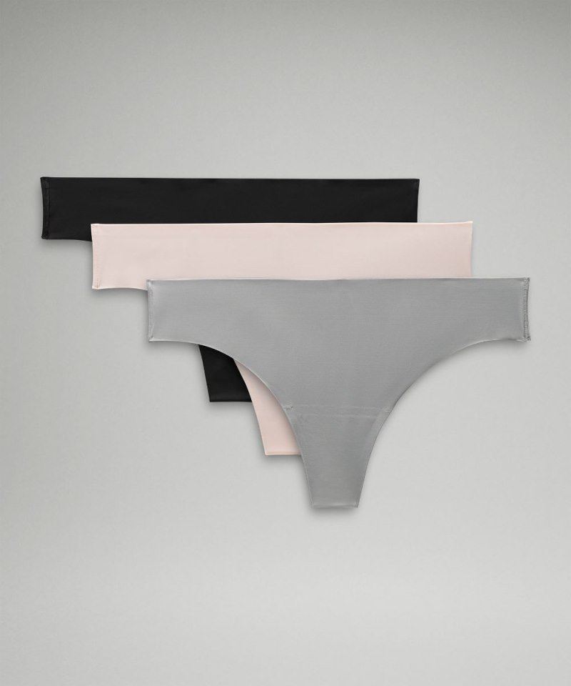 Lululemon InvisiWear Mid-Rise Thong Underwear *3 Pack Silver Drop / Strawberry Milkshake / Black Online Outlet Sale