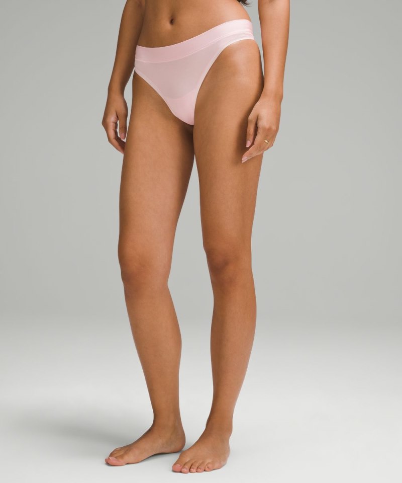 Lululemon UnderEase Mid-Rise Thong Underwear *3 Pack Oasis Blue / Strawberry Milkshake / Glaze Pink Online Outlet Sale