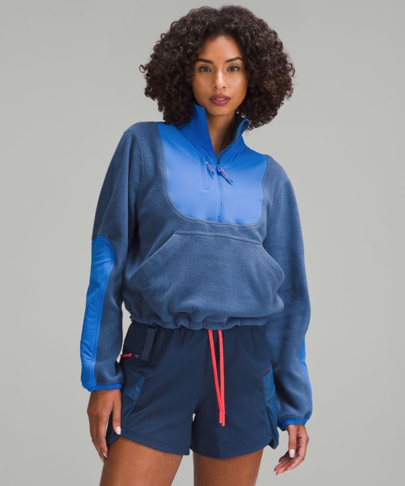 Lululemon Fleece + Ripstop Hiking Pullover Pitch Blue / Pipe Dream Blue Online Outlet Sale