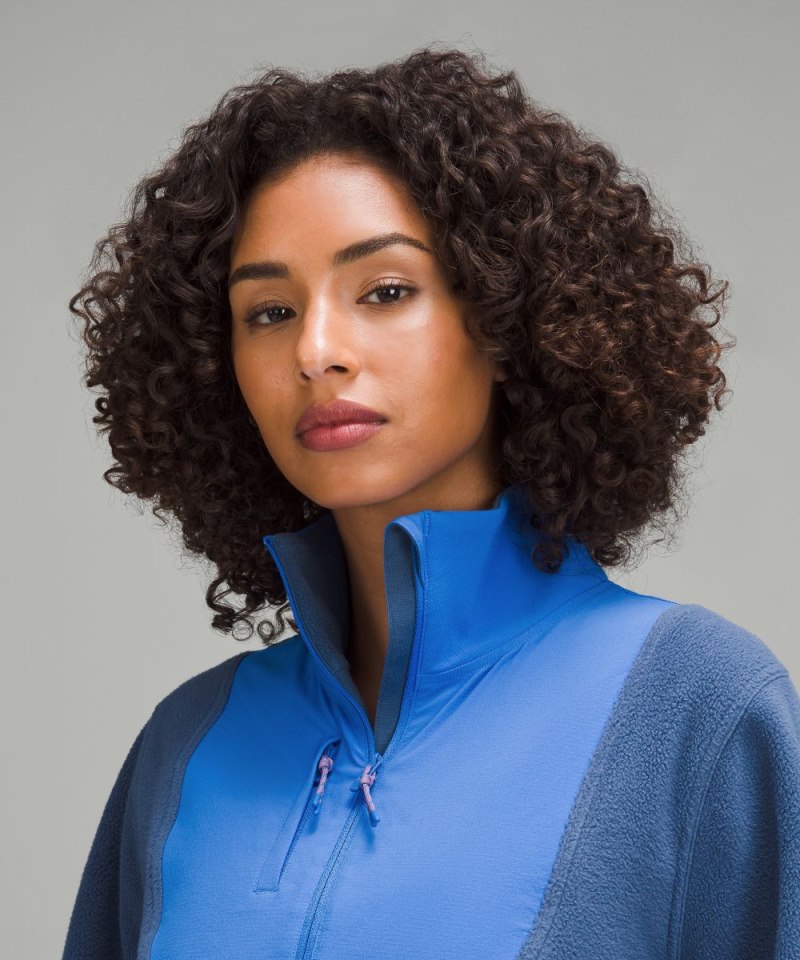 Lululemon Fleece + Ripstop Hiking Pullover Pitch Blue / Pipe Dream Blue Online Outlet Sale