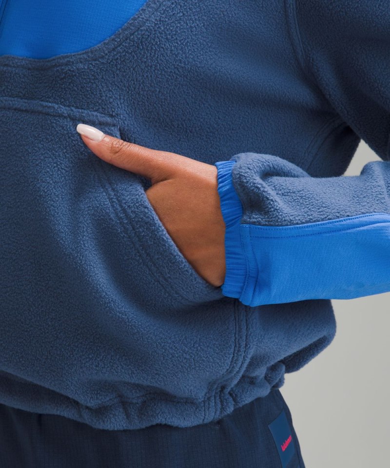Lululemon Fleece + Ripstop Hiking Pullover Pitch Blue / Pipe Dream Blue Online Outlet Sale
