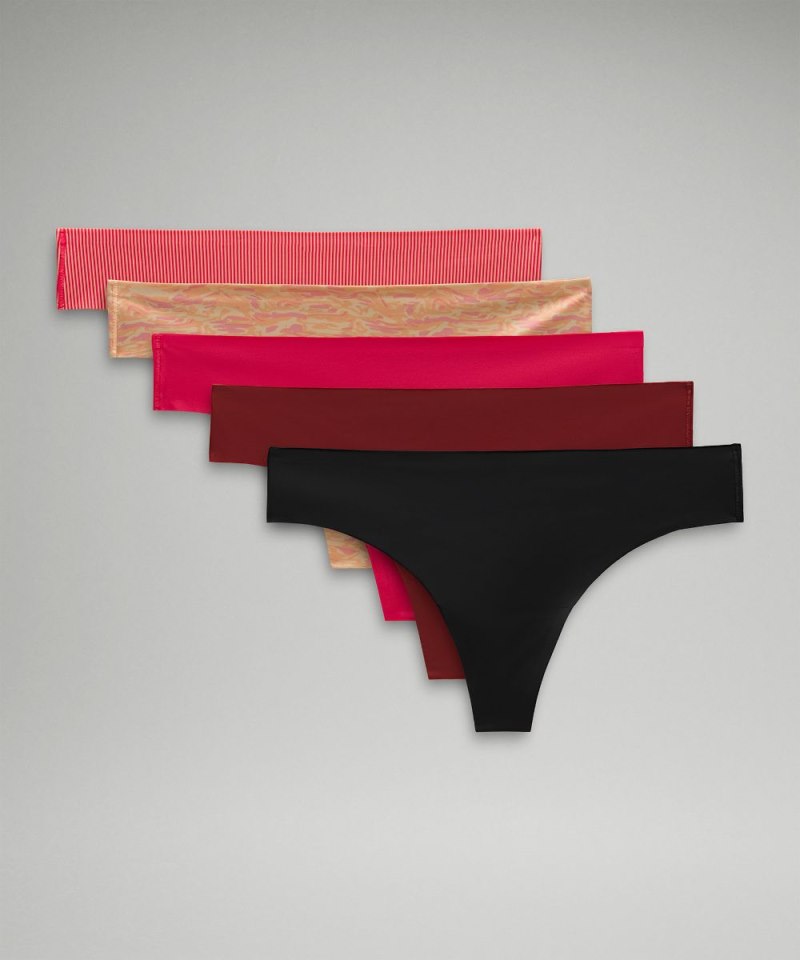 Lululemon InvisiWear Mid-Rise Thong Underwear *5 Pack Jumie Stripe Peach Bellini Glaze Pink / Chroma Wp Peach Bellini Subtle Tan / Glaze Pink / Gamay Red / Black Online Outlet Sale
