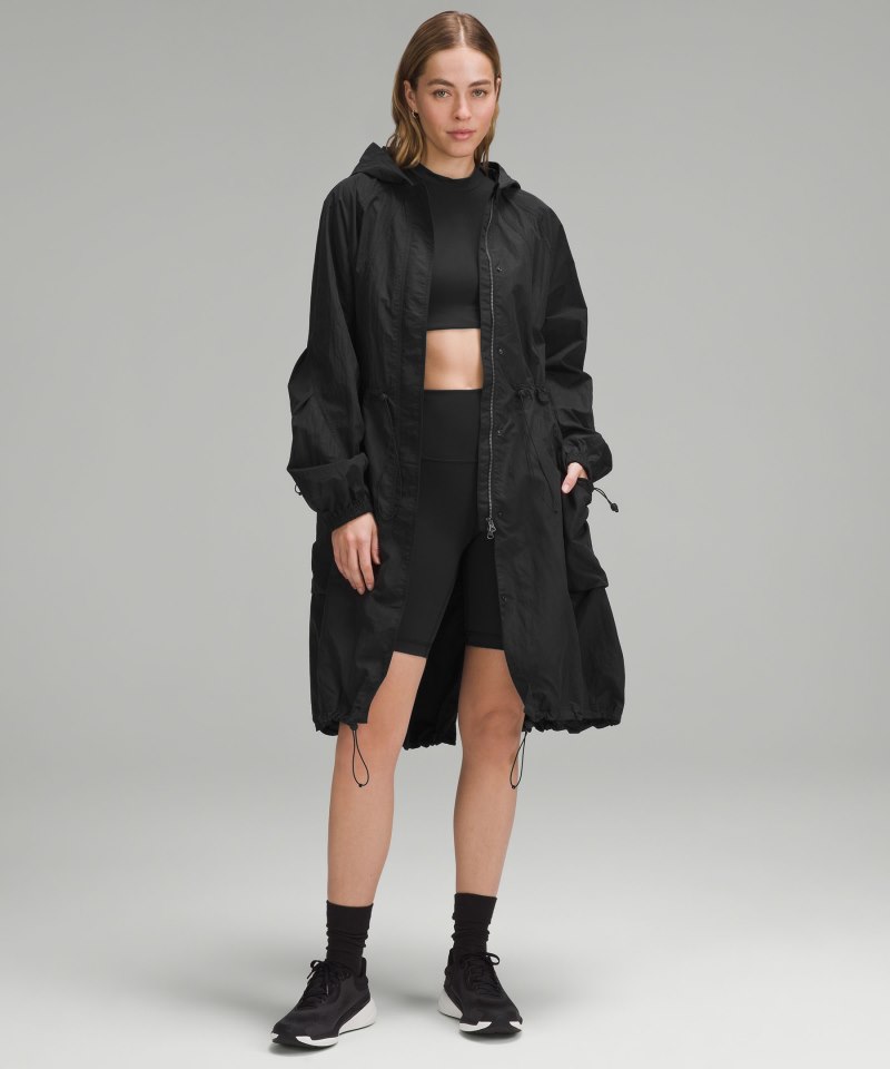 Lululemon Lightweight Woven Long Jacket Black Online Outlet Sale