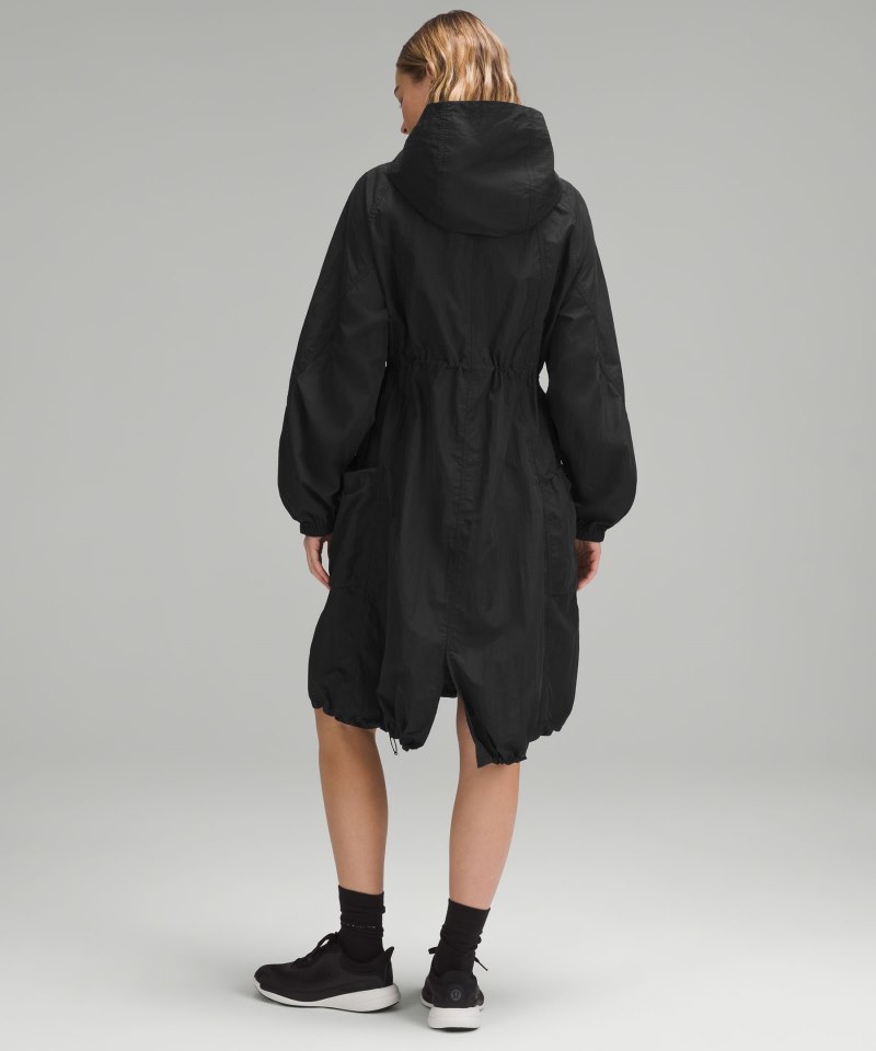 Lululemon Lightweight Woven Long Jacket Black Online Outlet Sale