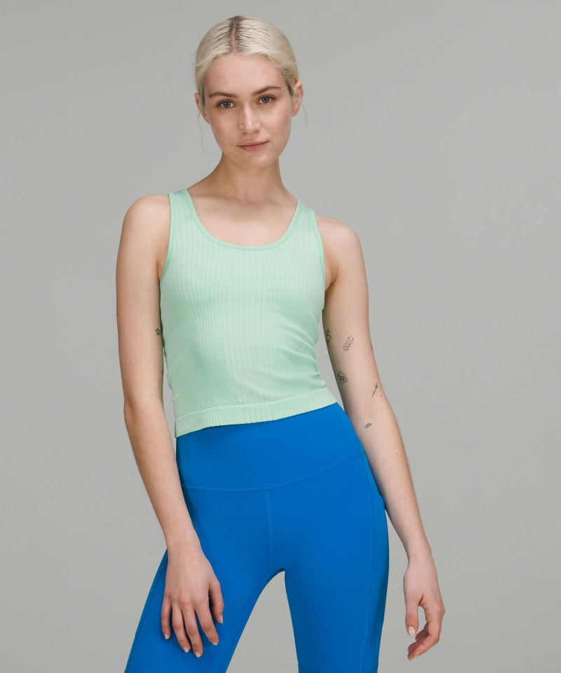 Lululemon Ebb to Street Cropped Tank Top Rib Map Wild Mint / Ice Green Online Outlet Sale