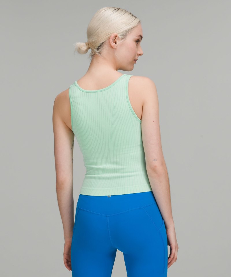 Lululemon Ebb to Street Cropped Tank Top Rib Map Wild Mint / Ice Green Online Outlet Sale