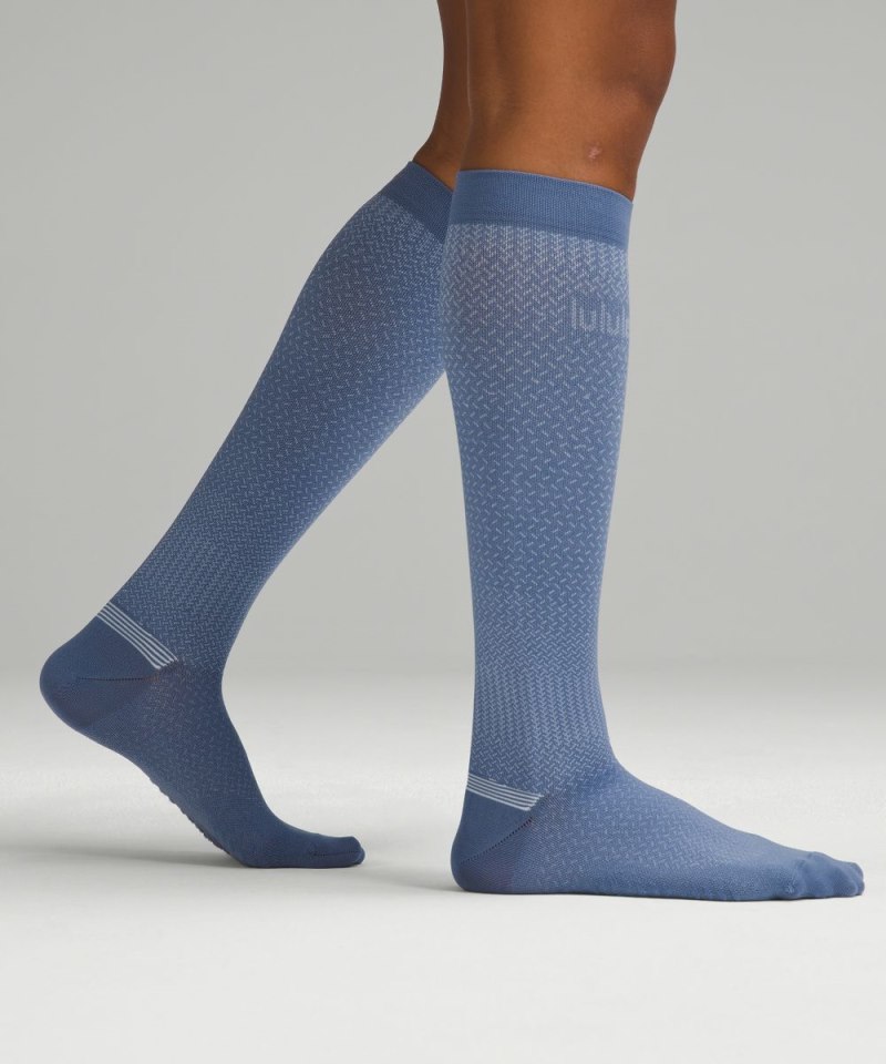 Lululemon Women's MicroPillow Compression Knee-High Running Socks *Light Cushioning Oasis Blue Online Outlet Sale