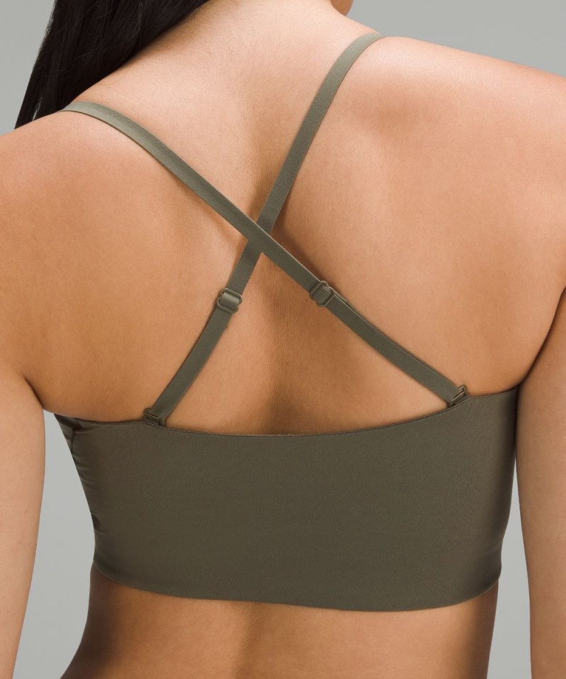 Lululemon Wundermost Ultra-Soft Nulu Bandeau Bralette *A-D Cups Army Green Online Outlet Sale