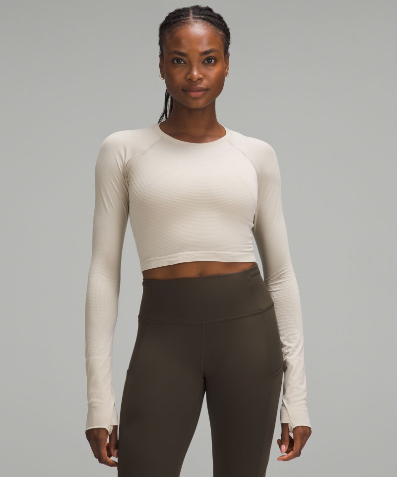 Lululemon Swiftly Tech Cropped Long-Sleeve Shirt 2.0 Mojave Tan / Mojave Tan Online Outlet Sale