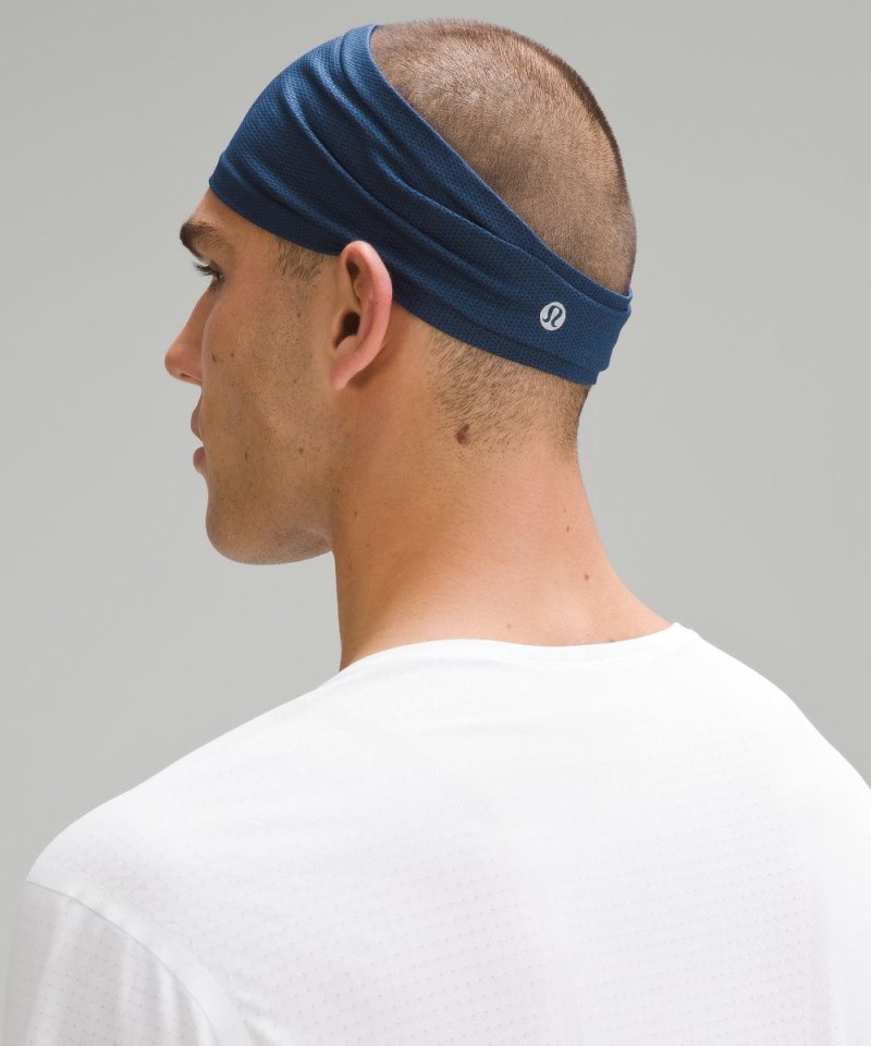 Lululemon Men's Metal Vent Tech Wide Headband Classic Navy / Mineral Blue Online Outlet Sale