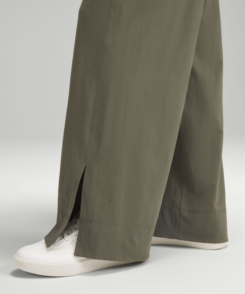 Lululemon Stretch Woven Wide-Leg High-Rise Pant Army Green Online Outlet Sale