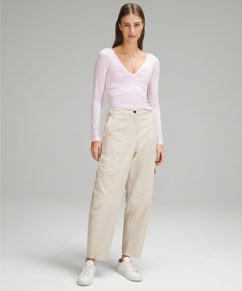 Lululemon Modal-Silk Blend V-Neck Long-Sleeve Shirt Meadowsweet Pink Online Outlet Sale