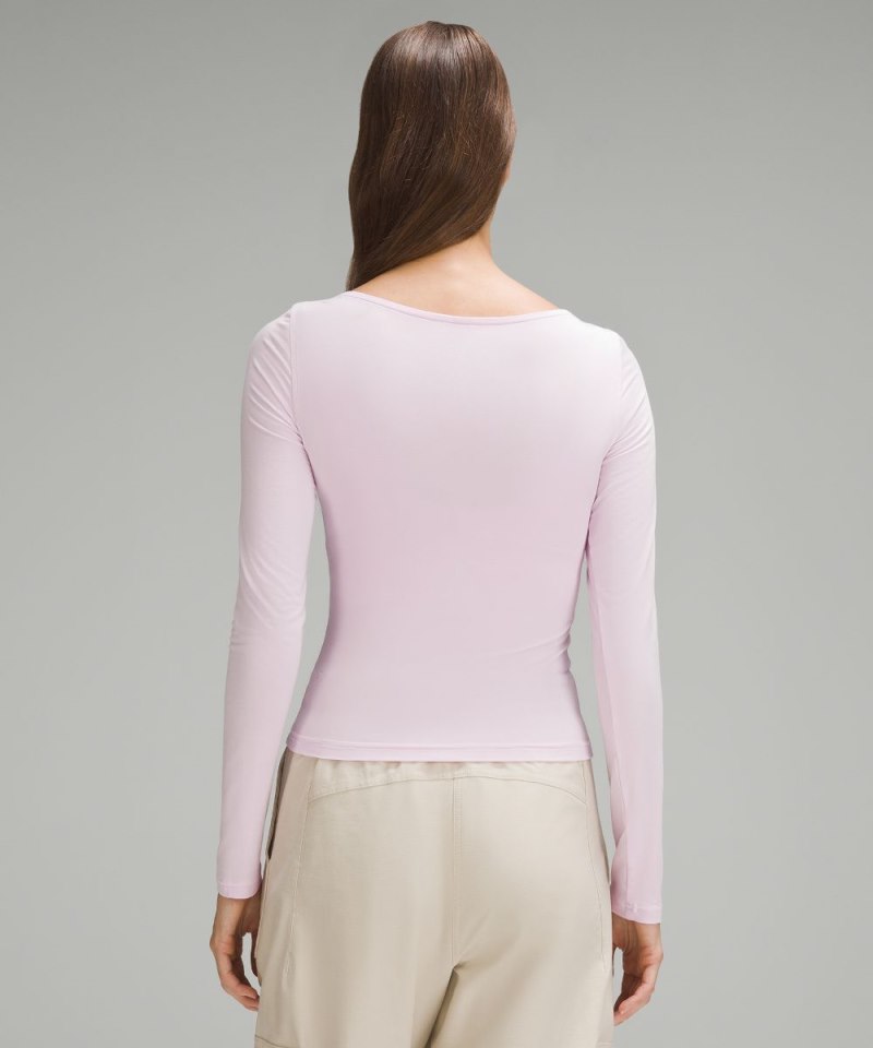 Lululemon Modal-Silk Blend V-Neck Long-Sleeve Shirt Meadowsweet Pink Online Outlet Sale