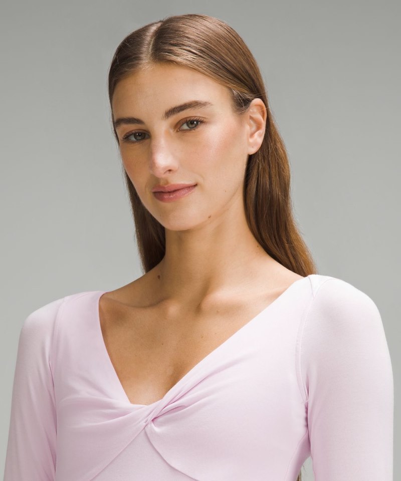Lululemon Modal-Silk Blend V-Neck Long-Sleeve Shirt Meadowsweet Pink Online Outlet Sale