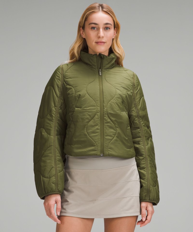 Lululemon Quilted Light Insulation Cropped Jacket Ether Green Online Outlet Sale