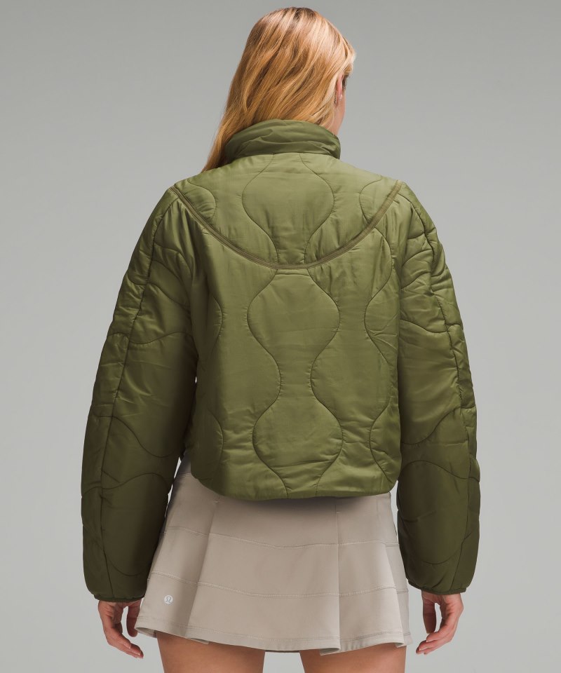 Lululemon Quilted Light Insulation Cropped Jacket Ether Green Online Outlet Sale