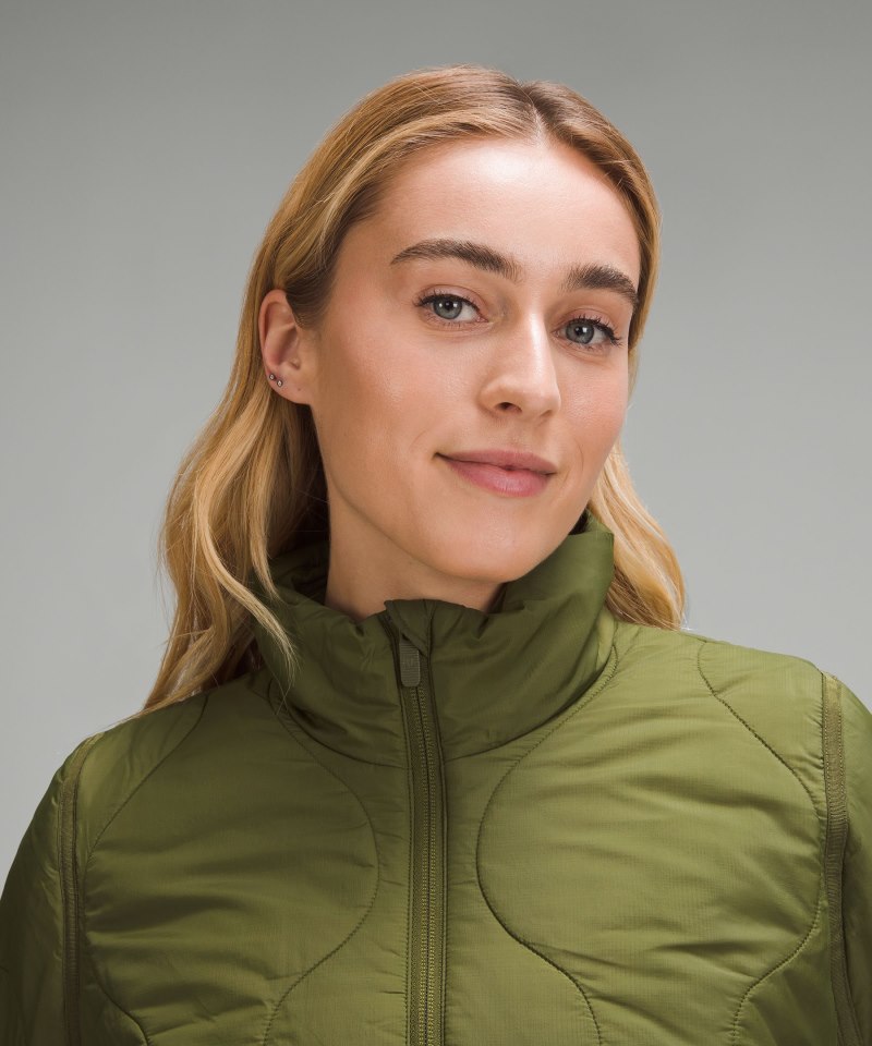 Lululemon Quilted Light Insulation Cropped Jacket Ether Green Online Outlet Sale