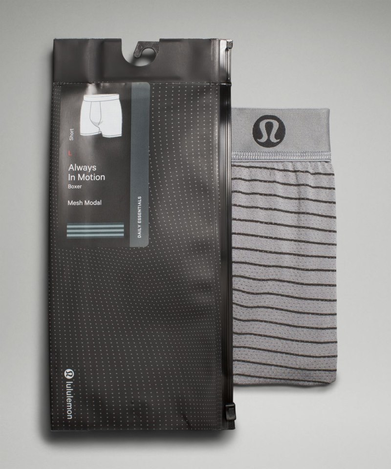 Lululemon Always In Motion Mesh Boxer 5" Pocket Stripe Rhino Grey Graphite Grey Online Outlet Sale