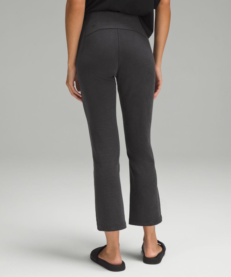 Lululemon Ribbed Softstreme Zip-Leg High-Rise Cropped Pant 25" Black Online Outlet Sale