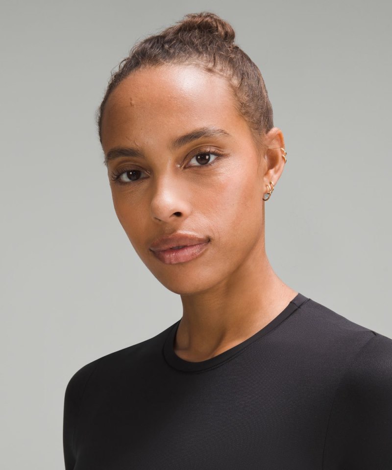 Lululemon Wundermost Ultra-Soft Nulu Short-Sleeve Crew Thong Bodysuit Black Online Outlet Sale