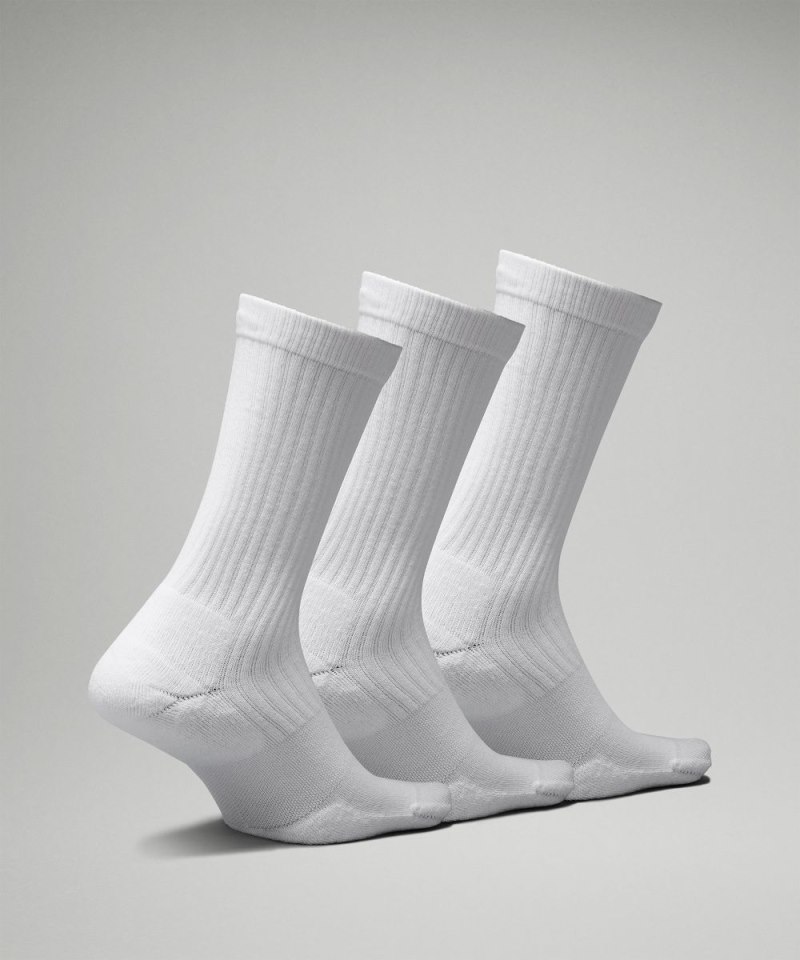 Lululemon Men's Daily Stride Ribbed Comfort Crew Socks *3 Pack White Online Outlet Sale