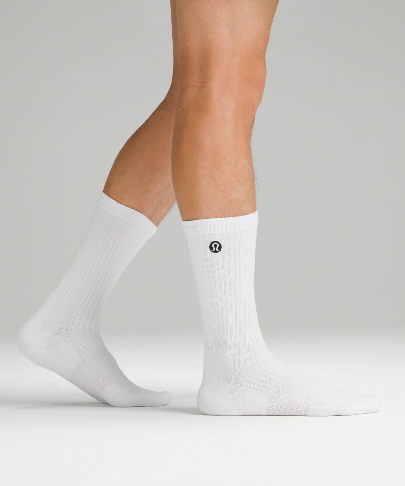 Lululemon Men's Daily Stride Ribbed Comfort Crew Socks *3 Pack White Online Outlet Sale