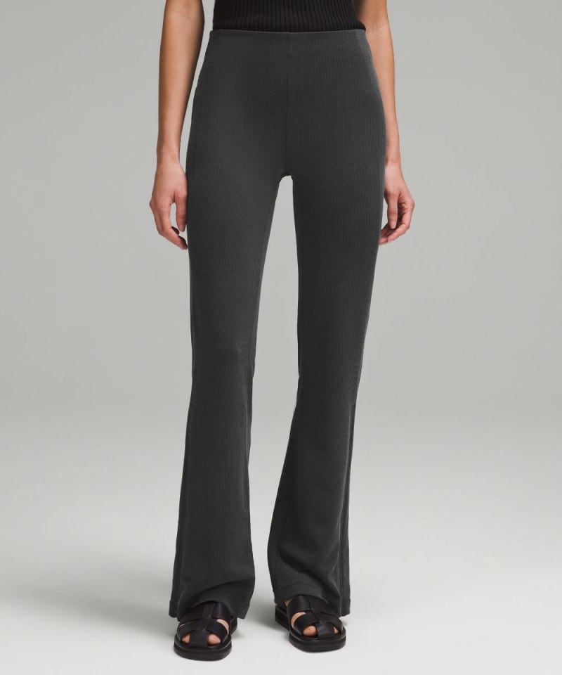 Lululemon Brushed Softstreme Ribbed Zip Flared Pant 32.5" Black Online Outlet Sale