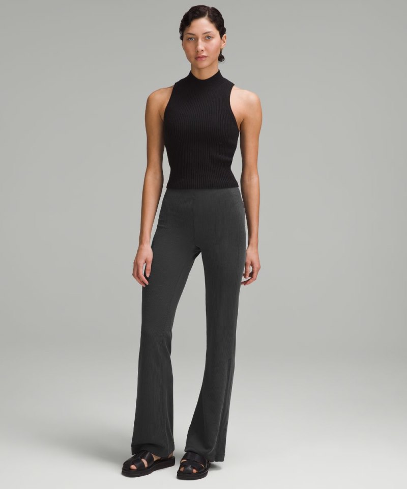 Lululemon Brushed Softstreme Ribbed Zip Flared Pant 32.5" Black Online Outlet Sale