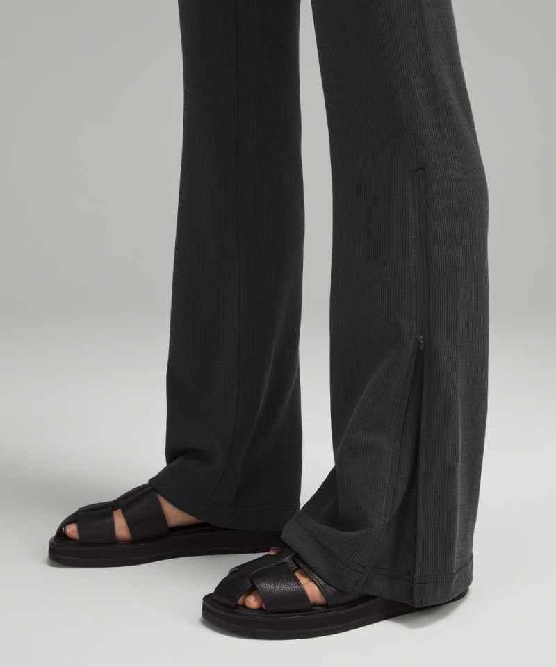 Lululemon Brushed Softstreme Ribbed Zip Flared Pant 32.5" Black Online Outlet Sale