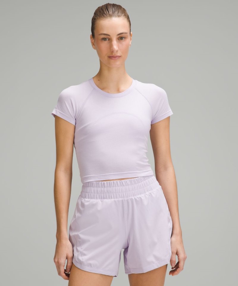 Lululemon Swiftly Tech Cropped Short-Sleeve Shirt 2.0 Lilac Ether / Lilac Ether Online Outlet Sale