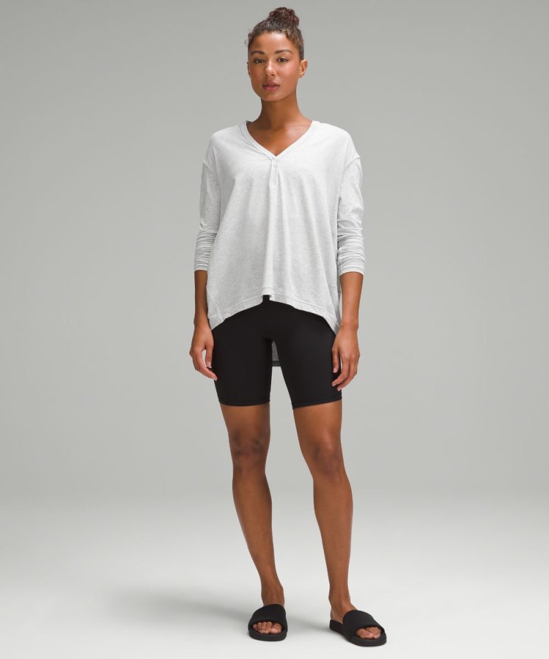 Lululemon Back In Action V-Neck Long-Sleeve Shirt Heathered Core Ultra Light Grey Online Outlet Sale