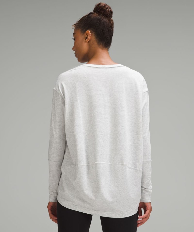 Lululemon Back In Action V-Neck Long-Sleeve Shirt Heathered Core Ultra Light Grey Online Outlet Sale