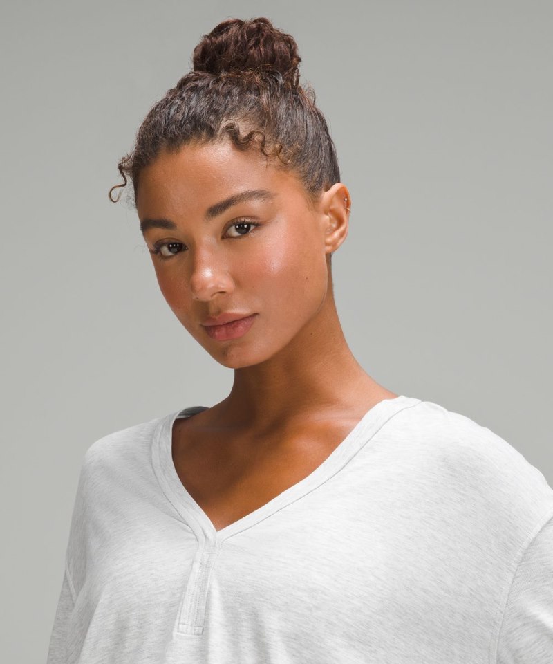 Lululemon Back In Action V-Neck Long-Sleeve Shirt Heathered Core Ultra Light Grey Online Outlet Sale