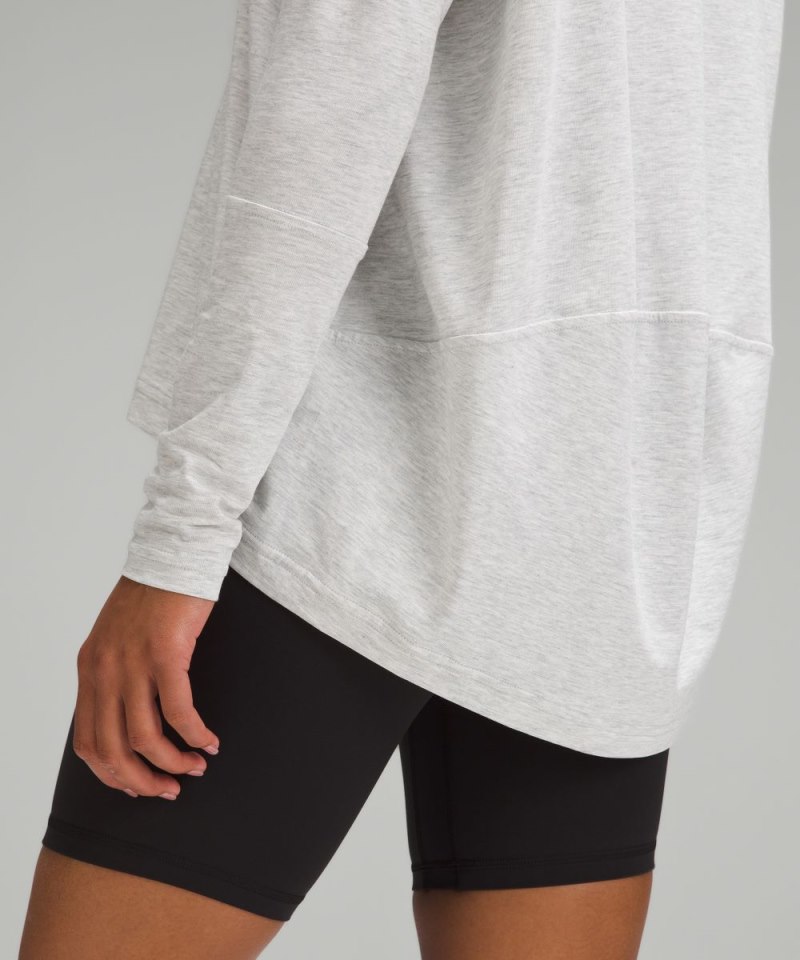 Lululemon Back In Action V-Neck Long-Sleeve Shirt Heathered Core Ultra Light Grey Online Outlet Sale
