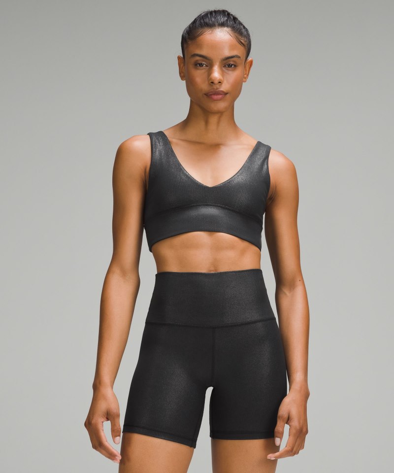Lululemon lululemon Align™ Ribbed V-Neck Bra *Light Support, A / B Cup Shine Black Online Outlet Sale