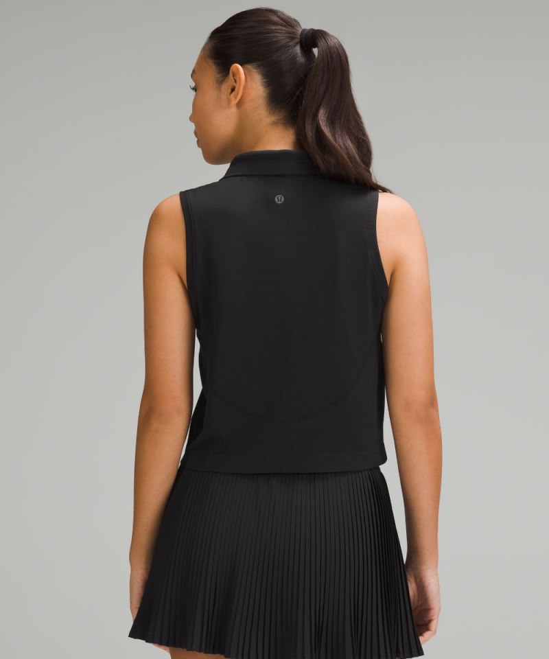 Lululemon Swiftly Tech Sleeveless Polo Shirt *Colour Tip Black / Black / White Online Outlet Sale