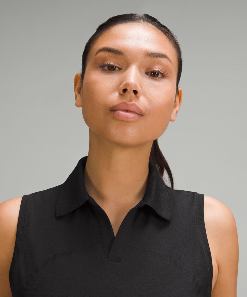 Lululemon Swiftly Tech Sleeveless Polo Shirt *Colour Tip Black / Black / White Online Outlet Sale