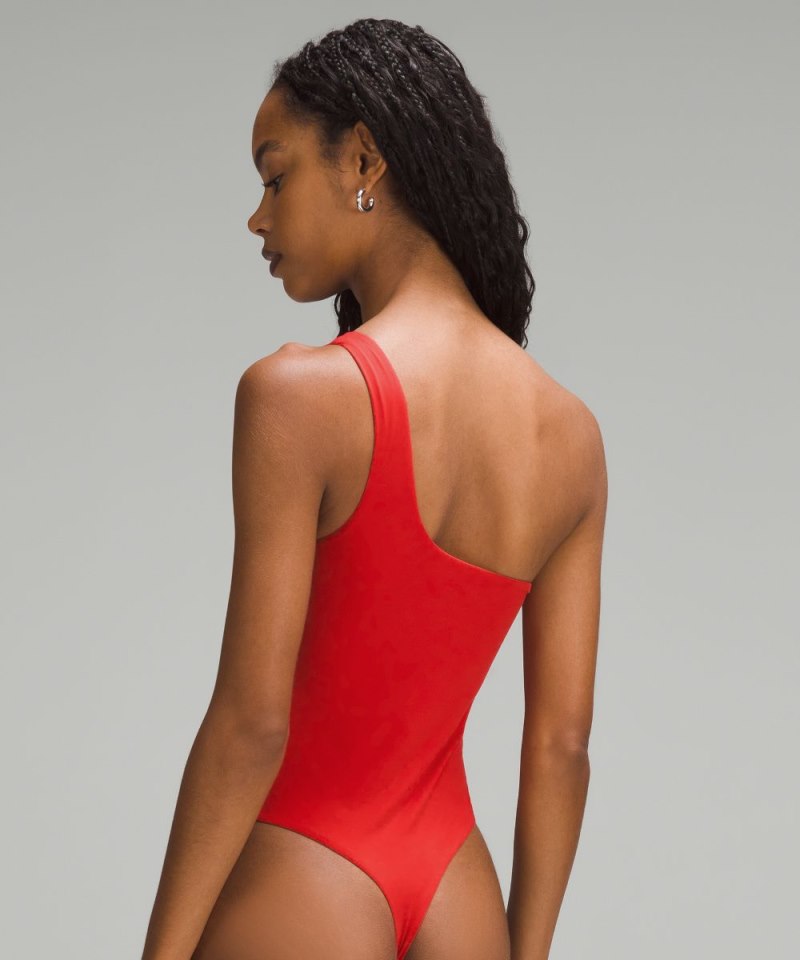 Lululemon Wundermost Ultra-Soft Nulu Asymmetrical Bodysuit Grenadine Red Online Outlet Sale