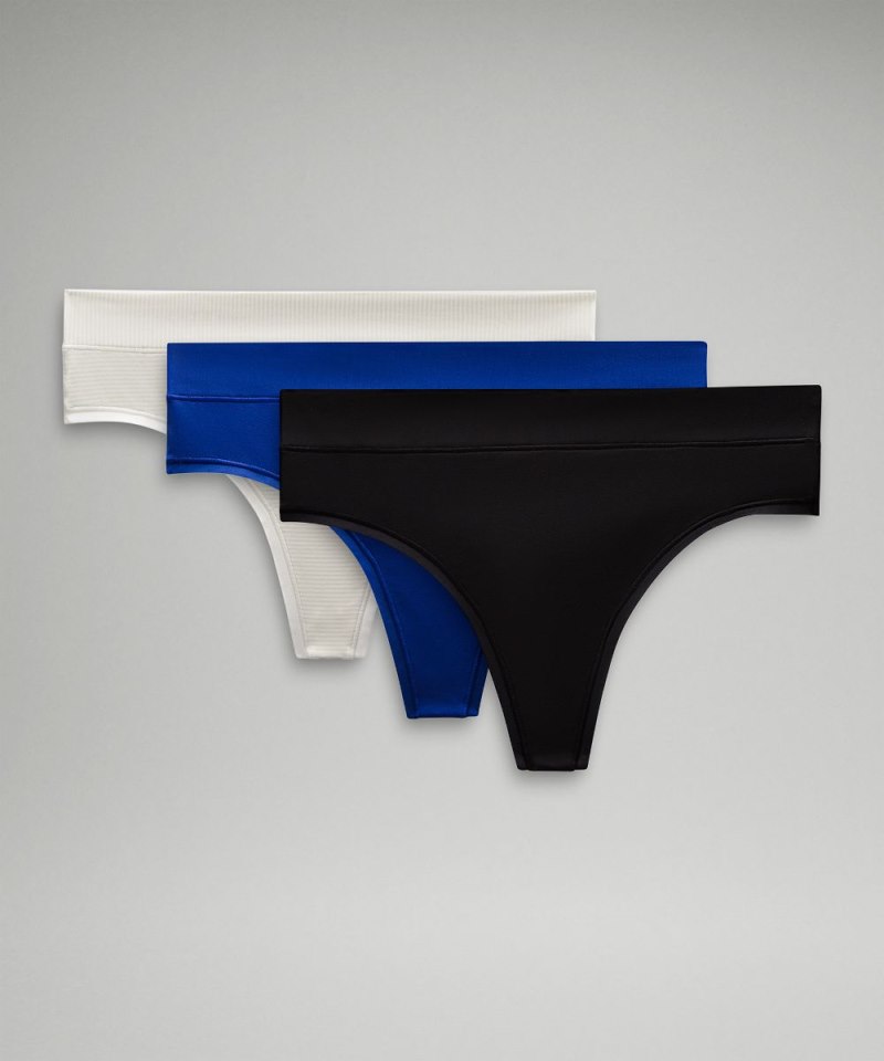 Lululemon UnderEase High-Rise Thong Underwear *3 Pack Jumie Stripe White Vapor / Larkspur / Black Online Outlet Sale