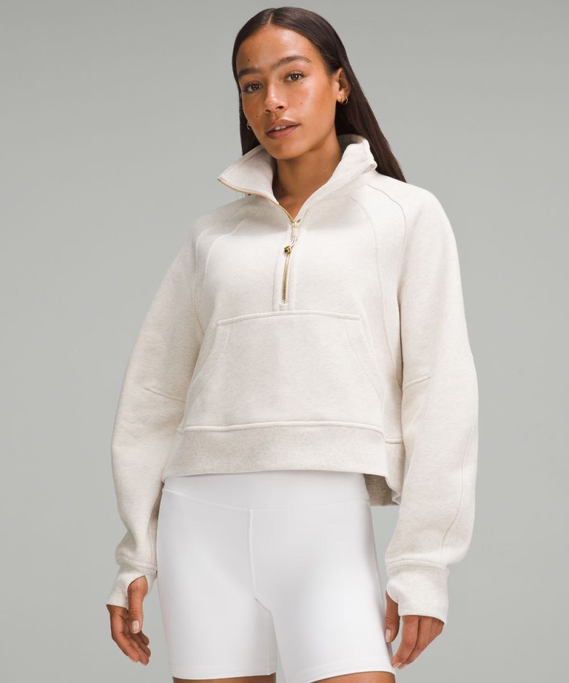 Lululemon Scuba Oversized Funnel-Neck Half Zip Heathered Bone / Gold Online Outlet Sale