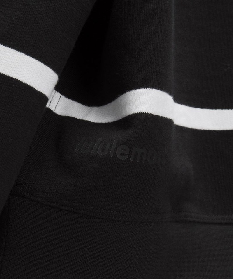 Lululemon Perfectly Oversized Cropped Crew *Stripe Boundless Stripe Black White Online Outlet Sale