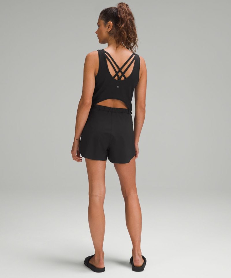 Lululemon Open-Back Running Romper 3" Black Online Outlet Sale