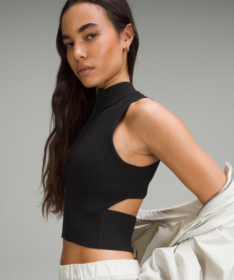 Lululemon Open Back Half-Zip Sweater Black Online Outlet Sale