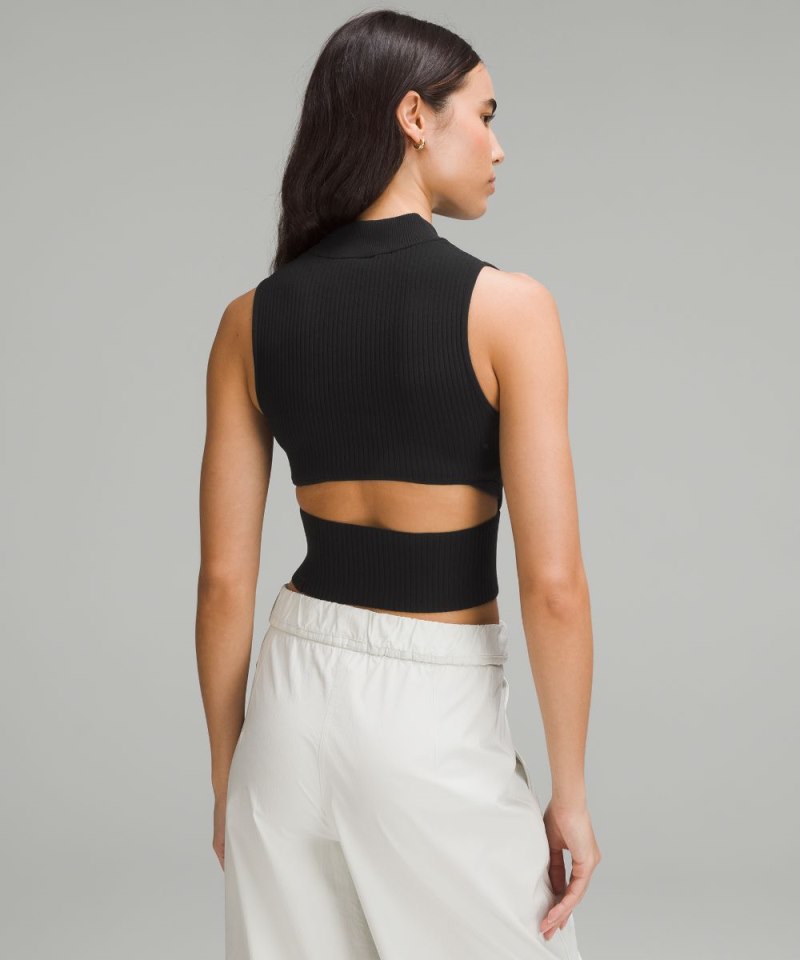Lululemon Open Back Half-Zip Sweater Black Online Outlet Sale