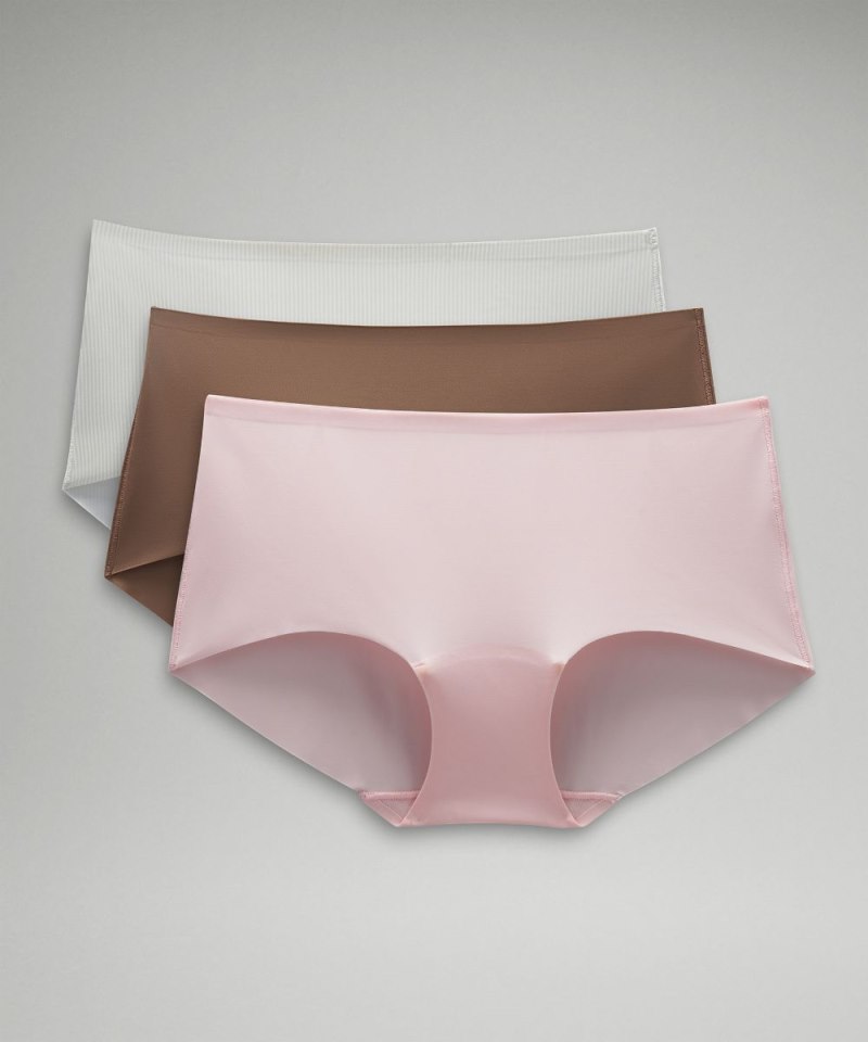 Lululemon InvisiWear Mid-Rise Boyshort Underwear *3 Pack Strawberry Milkshake / Taupetastic / Jumie Stripe White Vapor Online Outlet Sale